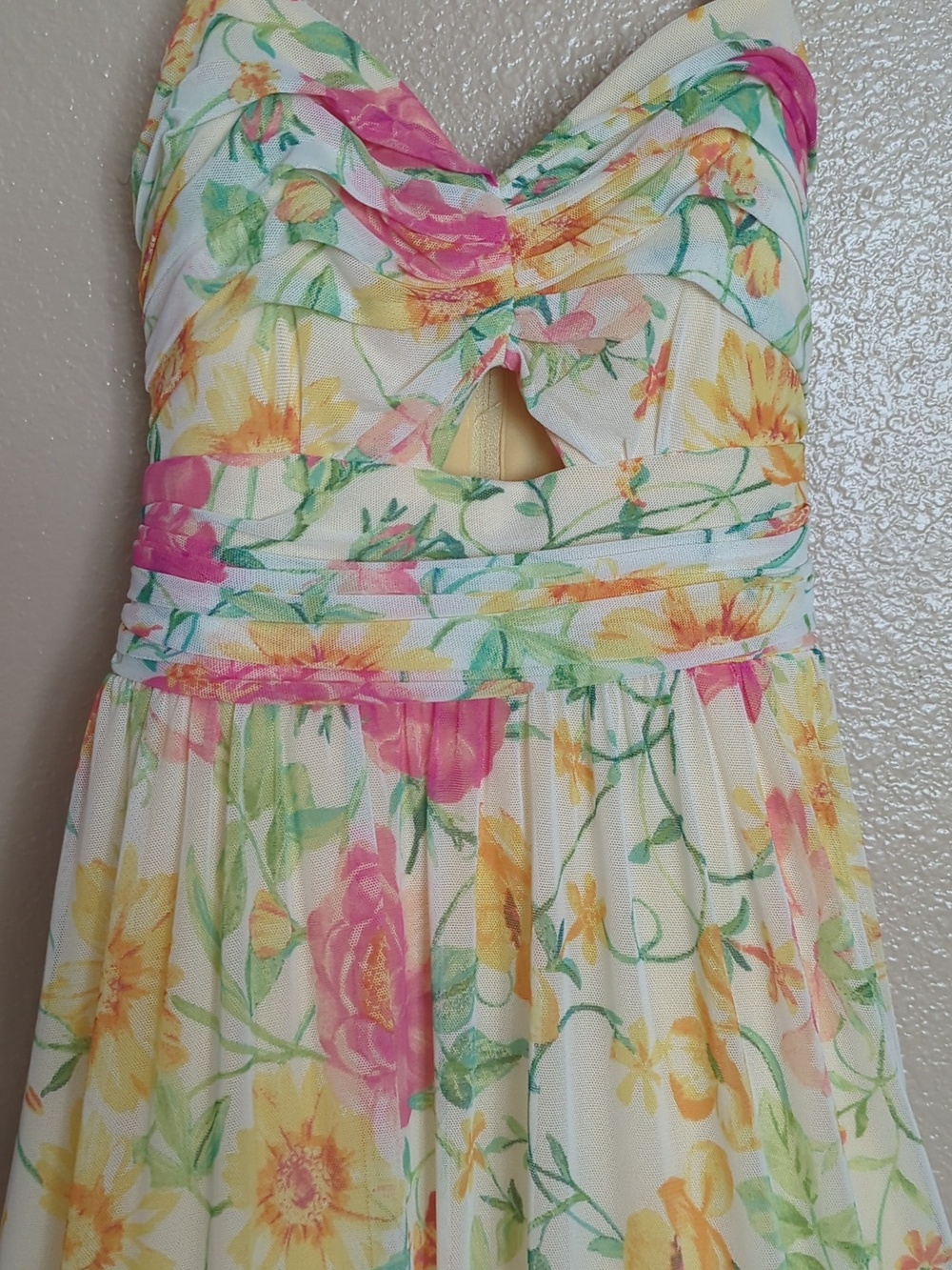 Dear MoonJuniors' Floral Ruched Cutout Gown - Picture 4 of 10